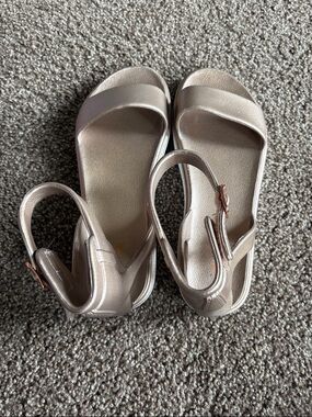 MIA Metallic Rose Gold Slingback Sandals: plastic light weight